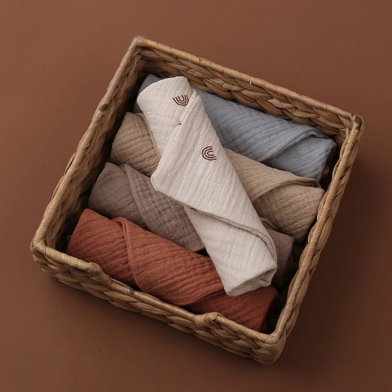 5-Piece Muslin Baby Washcloth Set – Neutral Tones